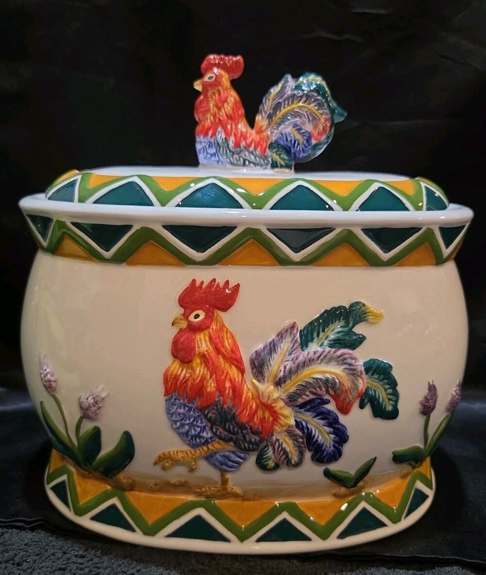 Vintage Collectors KK Pottery Ceramic Rooster Cookie Jar